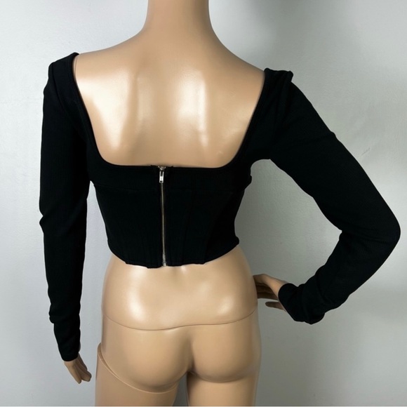 NEW ATOIR REVOLVE BLACK RIBBED BUSTIER CROP TOP - Picture 7 of 8